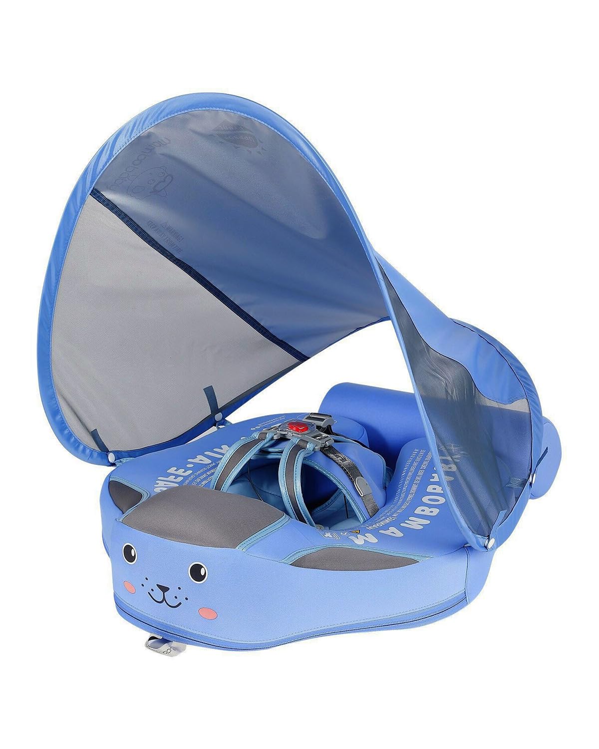 Mambobaby Swimming Float,Baby Swim Float with Canopy,Upgrade Non-Inflatable Solid Baby Float,UPF 50+ Removable Sun Canopy,Soft Skin-Friendly Fabric