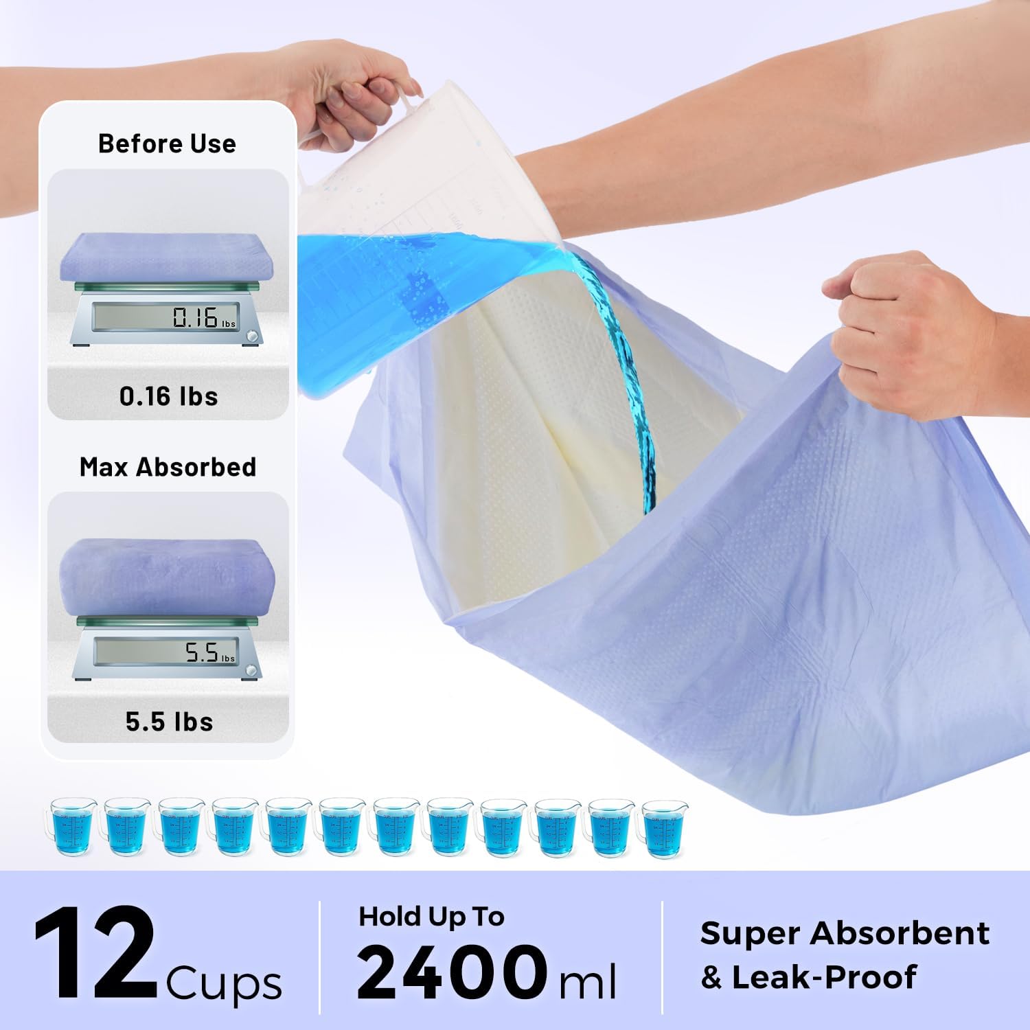 ZOMISIA 3D-Barrier Puppy Pee Pads for Dogs, 12 Cups Absorb & Rise Puffy Gel-Wall Leak-Proof, 26"x30" 25 Counts + 4 Pet Urine Test Strips, Super Absorbent Disposable Potty Training Pads