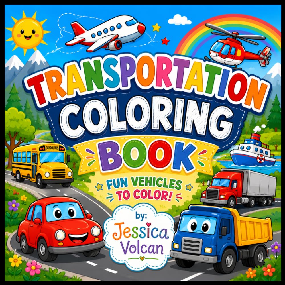 Transportation Coloring Book: Fun Vehicles to Color for Kids
