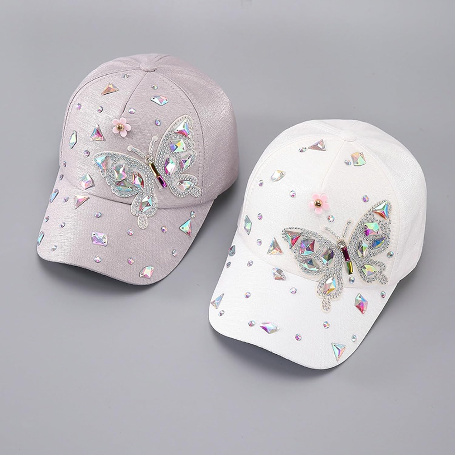 Colorful Rhinestone Baseball Cap Women Bling Butterfly Sequin Sun Protection Duckbill Hat Breathable Cotton - Image 6
