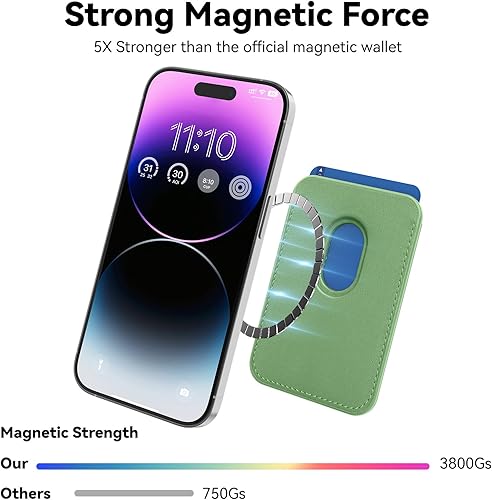 Miniatura 2 de Amzone Tarjetero magnético para teléfono celular con caja fuerte Mag, más fuerte magnética RFID de cuero para teléfono compatible con la serie de