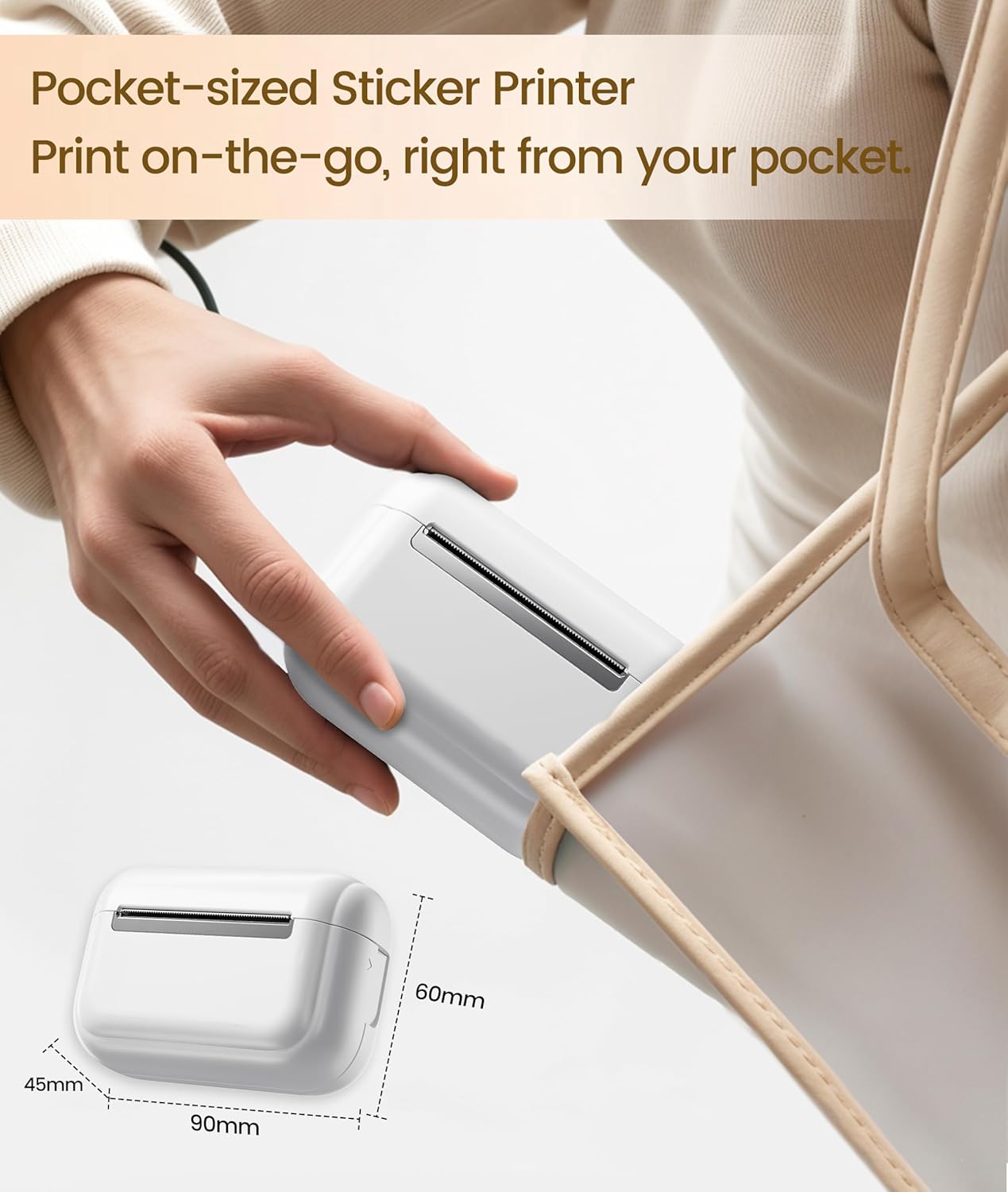 TATTMUSE Q02E Print Pod Mini Sticker Printer, Portable Thermal Mini Printer, Pocket Sticker Maker Machine for Study, Photos, Journal, DIY Creation, Inkless Sticker Maker for Homeuse