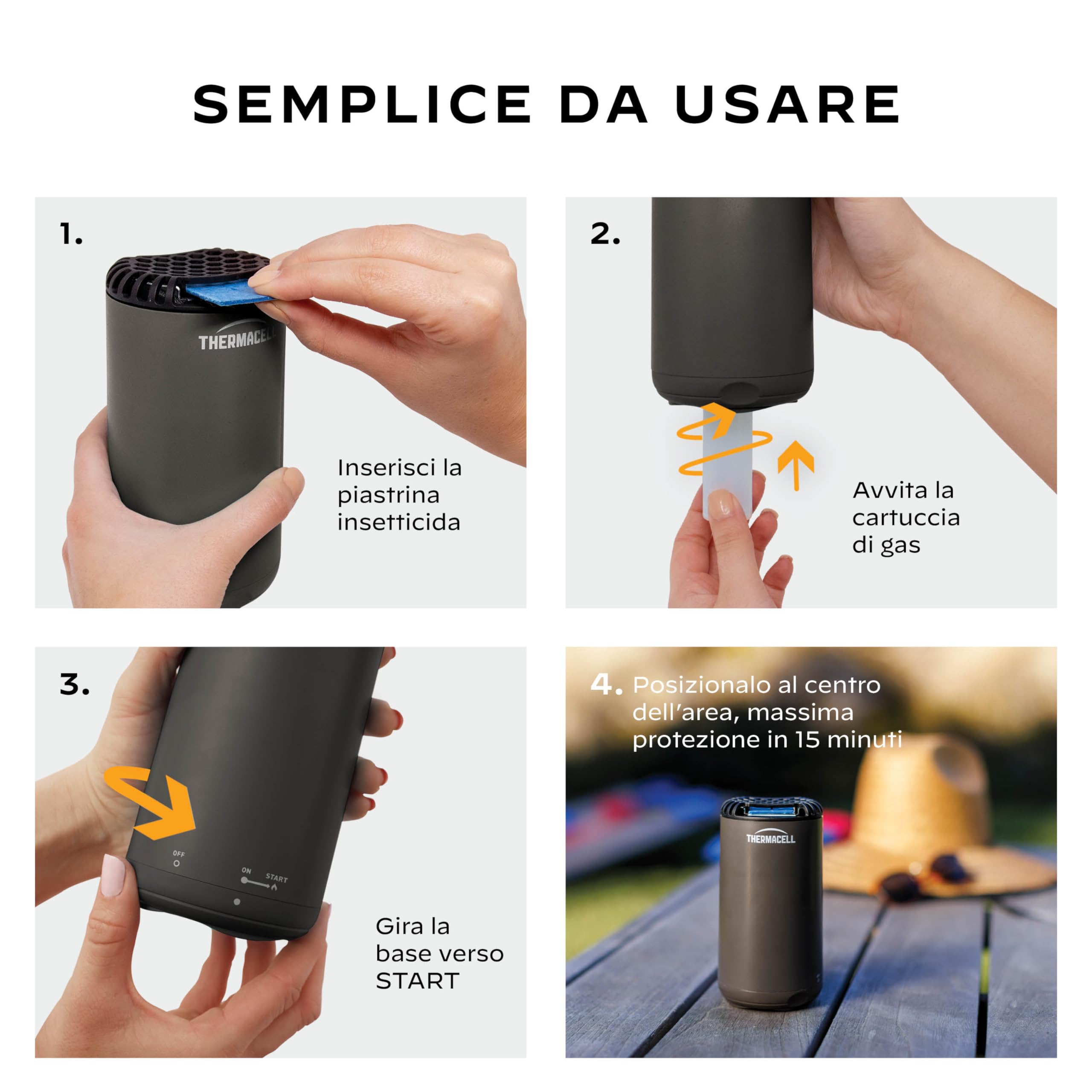Thermacell Ricarica per Repellente Antizanzare, Protezione 21m², Inodore, Senza Spruzzi, Sicuro per Tutti, 48 Ore di Durata, 4 Cartucce + 12 Piastrine (Confezione da 2)