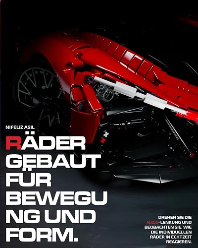 Nifeliz ASIL Sports Car Building Set, 1:8 Scale Advanced Collectible Car Model Set for Adults, Display Gift for Racing Fans (4099 PCS, NF10293) - 3