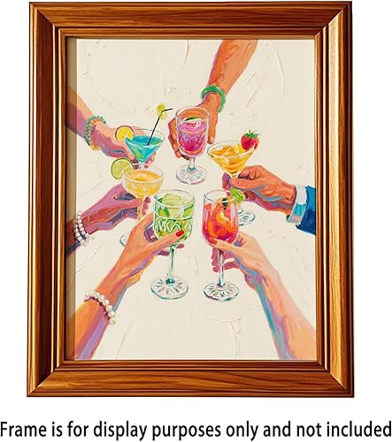 Miniatura 2 de ZLKAPT Arte de pared de cóctel de animaciones decoración de carrito de bar de Happy Hour, impresión de saludos, póster retro de arte de vino,