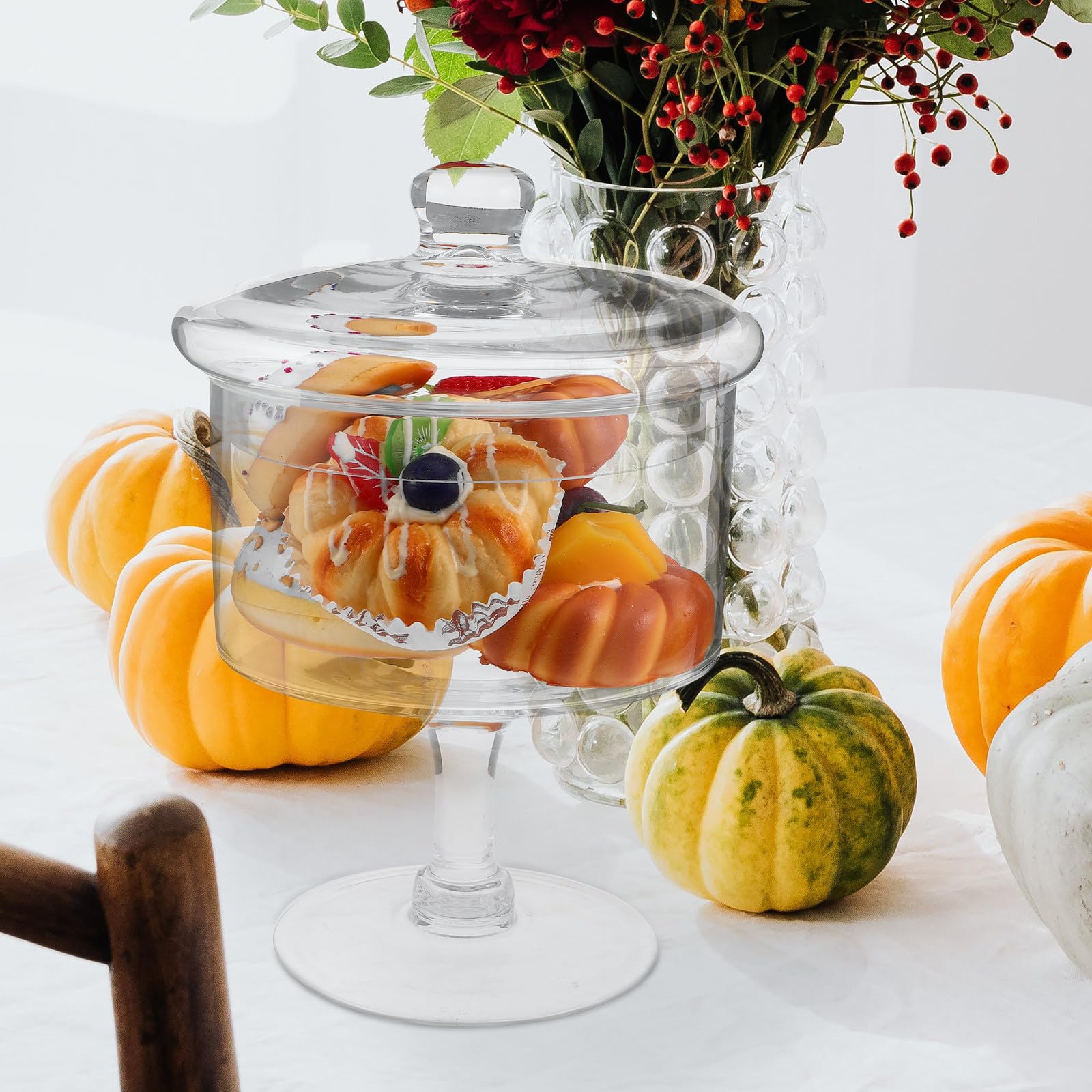 Présentoir à Gâteau en Verre avec Cloche Transparente
