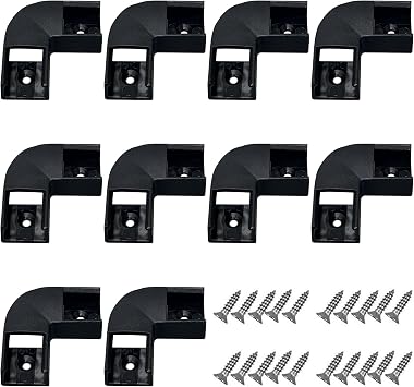 HAMRVL 10Pcs Black Led Diffuser Channel Corner Kit for Led Strip Lights L Shape 45X45 90 Degree Connectors for U Shape Kitchen Cabinets LED Aluminum System 17.2X7mm with Screw Angle Turning Solution