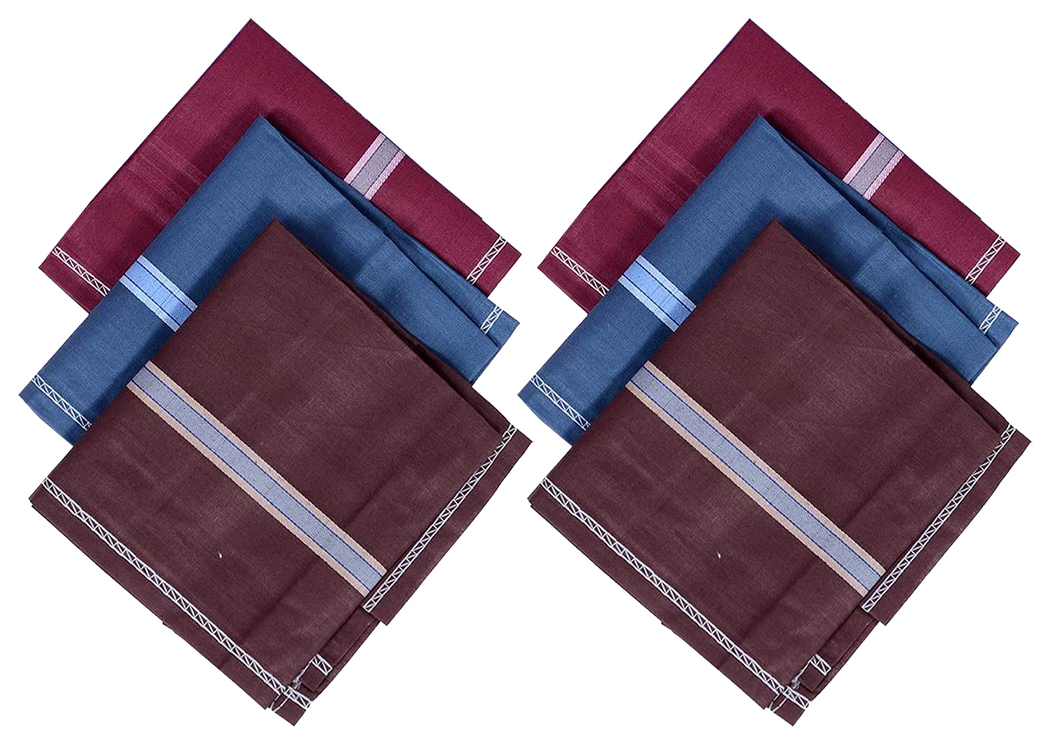 Kuber Industries Men's Handkerchiefs, 100% Pure Cotton, Pocket Square Hankies, Classic Plaid Pattern Perfect for Gift, Set of 6 (Dark Color)-picture-15