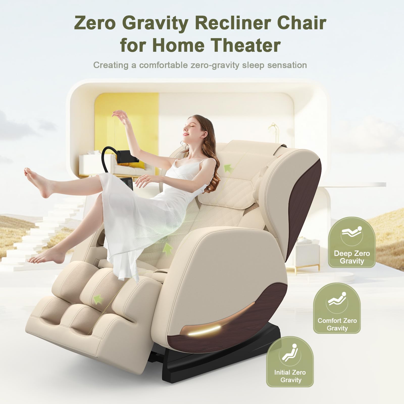 Poltrona Massaggianti Per Tutto il Corpo con Riscaldamento,14 rulli per Massaggio,Massaggio piedi,8 Airbag, Altoparlante Bluetooth, Controller Touch Screen,Poltrona massaggianteo per Homer Theater