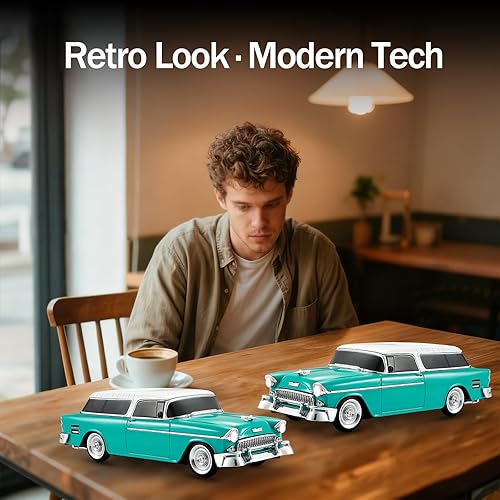 Miniatura 4 de Altavoz Bluetooth retro en forma de automóvil, calidad de sonido de alta definición, emparejamiento TWS, múltiples salidas de interfaz, altavoz