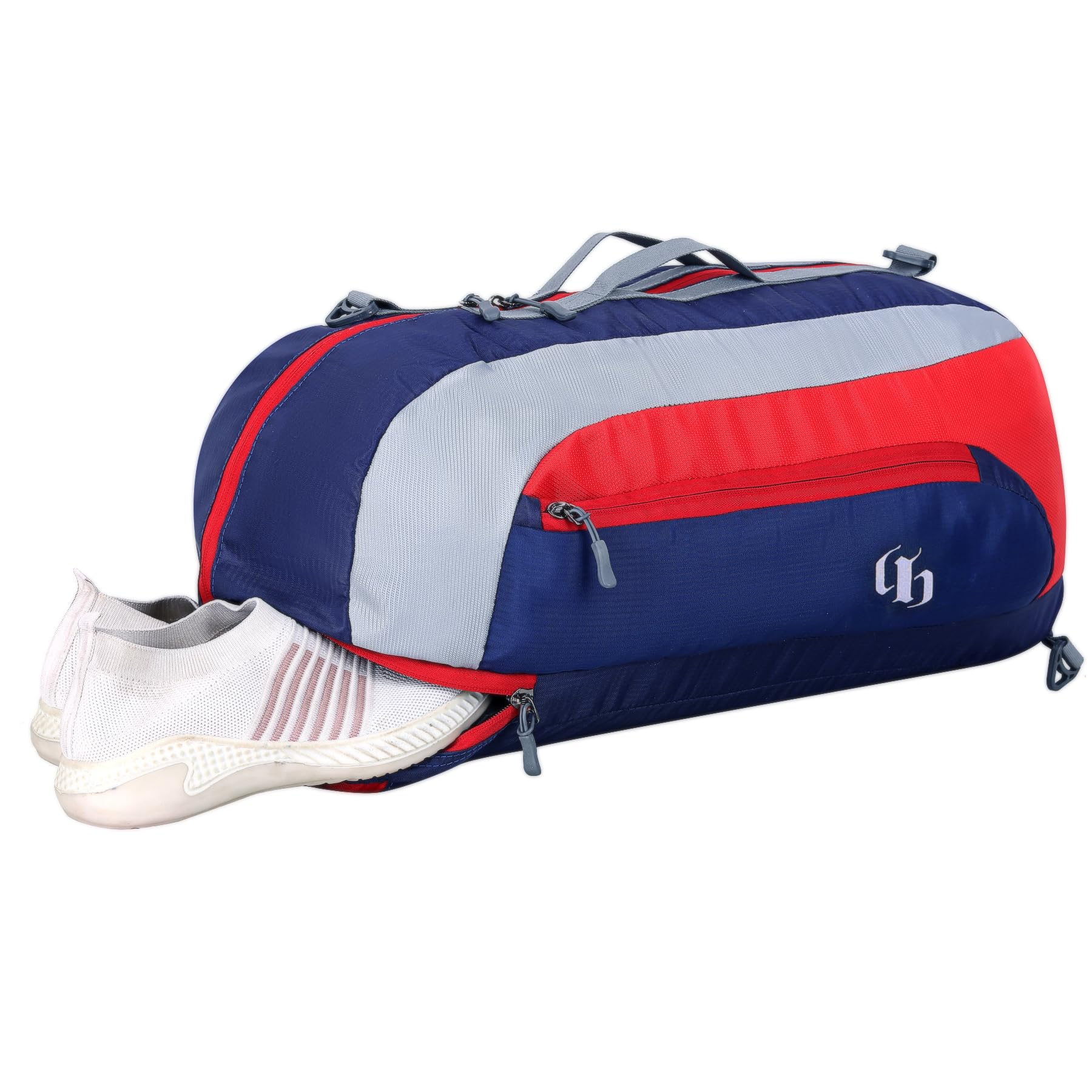 31L Water Resistant Duffel Gym Bag for Men & Women Convertible Travel & Sports Backpack with Shoe Compartment Shoulder Bag for Carry Gym Accessories Fitness Bag Sports Kit (Red & Blue)-image-14