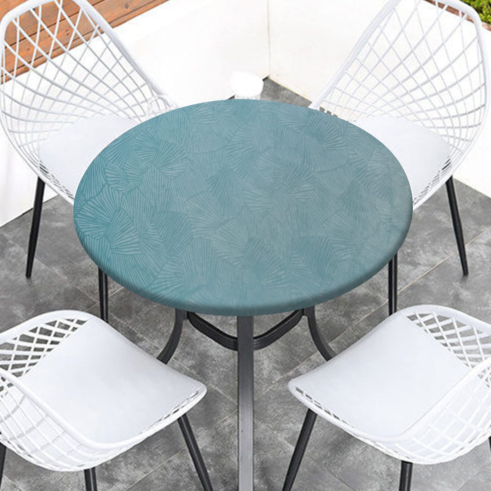 Elastic Edged Vinyl Round Fitted Tablecloth - Image 3