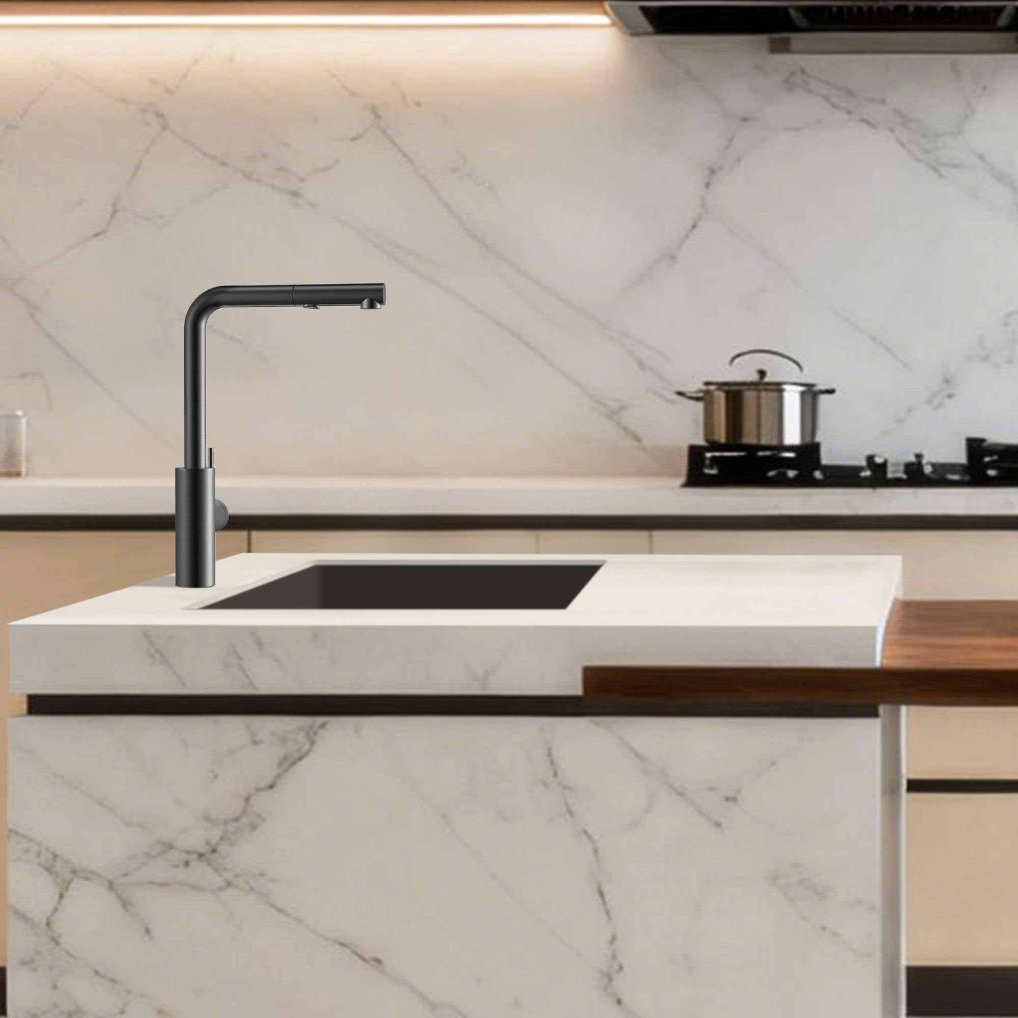 IMEX - Grifo Cocina Extraíble Negro | Grifo Monomando Fregadero con Doble Difusor | Griferia Cocina con Ducha Flexible 360º | Grifería en Latón | Serie Oporto | Color Black Gun Metal