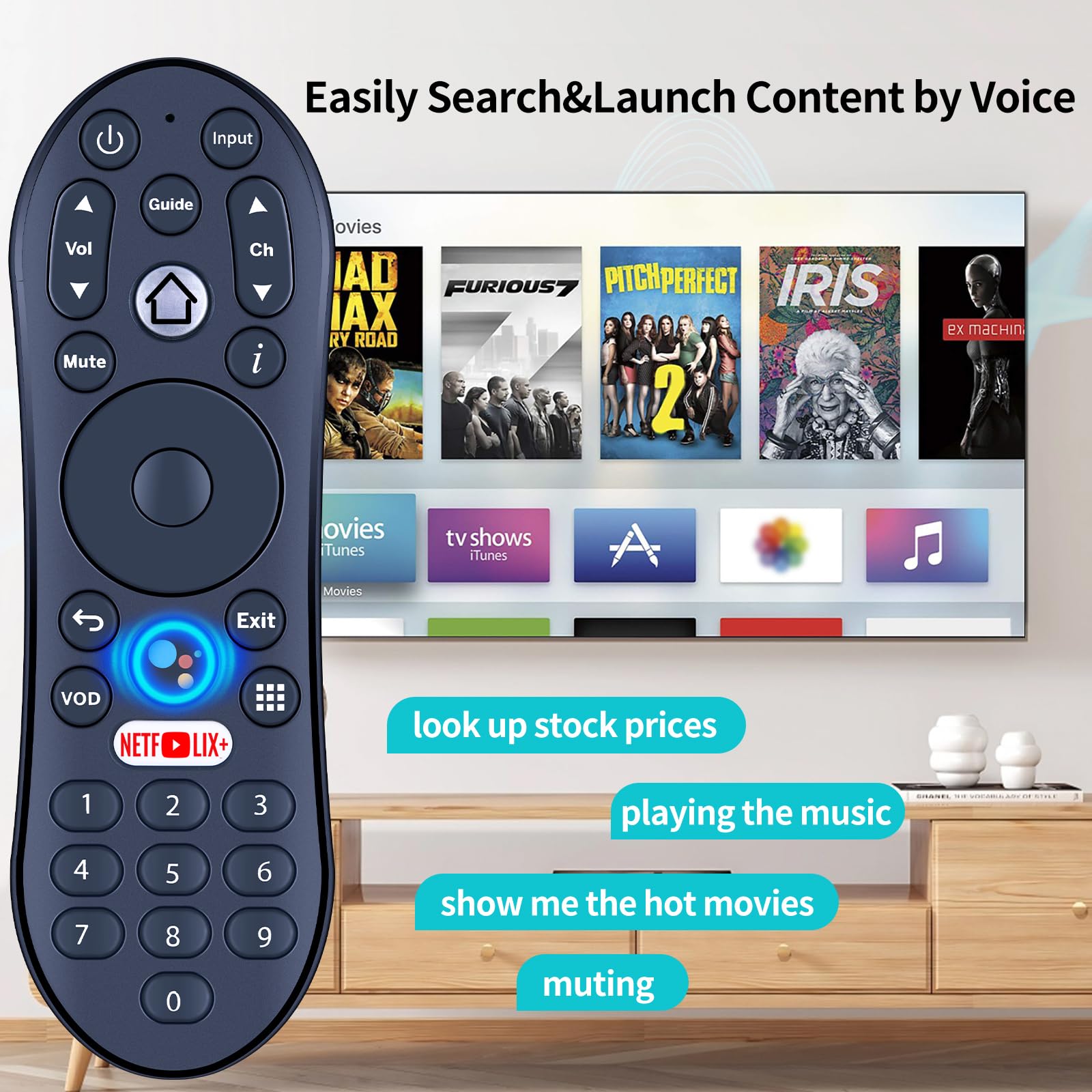 Télécommande de rechange avec Google Assistant Voice compatible avec TiVo Stream 4K TDSTV+ Android TV URC37023BA00 R37023B