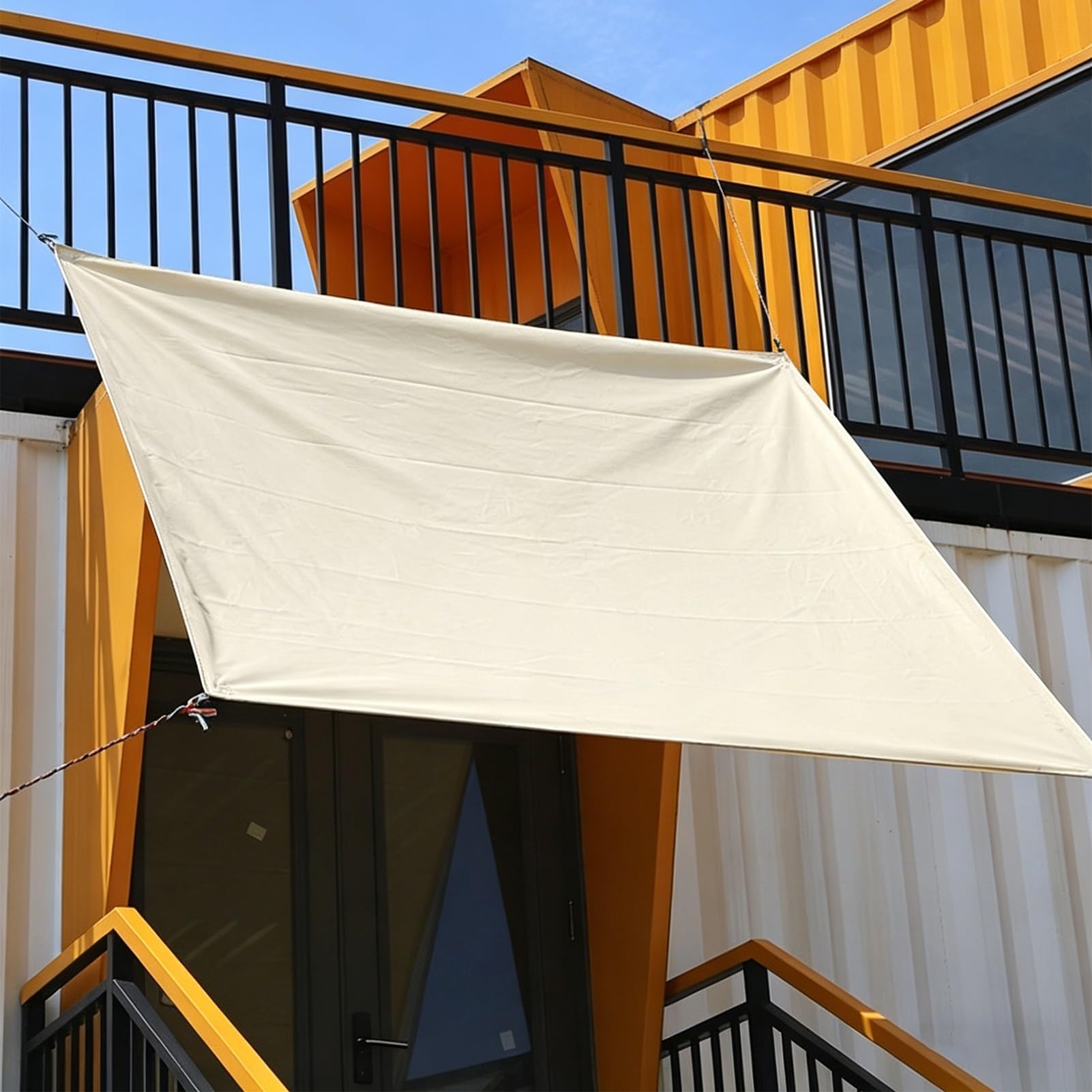 Heavy Duty Waterproof Tarpaulin, Beige PVC Roof Tarp for Rain/Camping Ground/Shelter/Wood Stack Cover - Outdoor Canopy with Reinforced Grommets(1.2x1.8m(3.9ftx5.9ft))