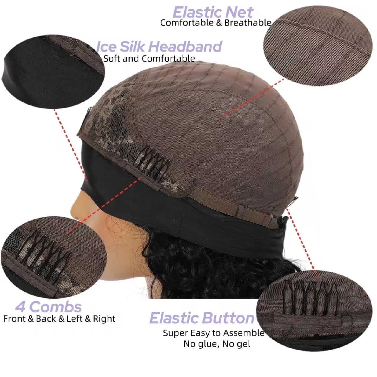 Headband Wig Human Hair Body Wave Wigs None Lace Front Wigs 100% Human Hair Brazilian Virgin 180% Density Natural Color (18inch)