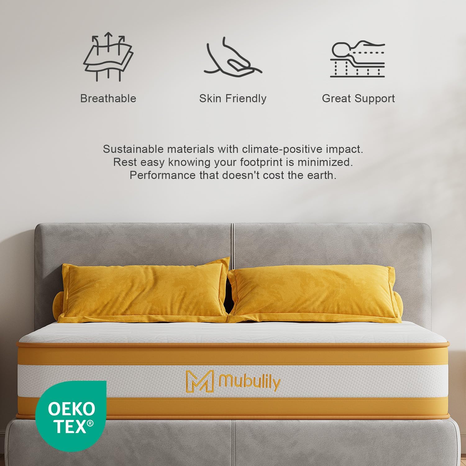 Double Mattresses 10.6 Inch Hybrid Memory Foam Mattress 4FT6, 7 Zone Orthopedic Double Mattress, Pocket Spring Medium Firm Breathable Soft Fabric, with Motion Isolation, with OEKO TEX(135x190x27cm) image 4