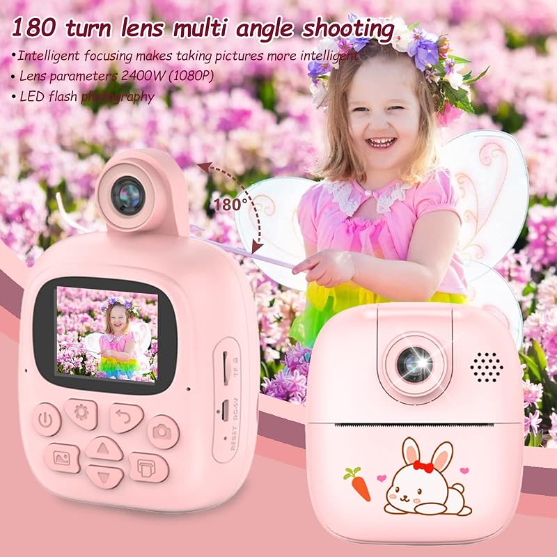 SUPBRO Gyerek Fényképezőgép 1080P Instant Nyomtatás 32GB SD Kártya 3-12 Év