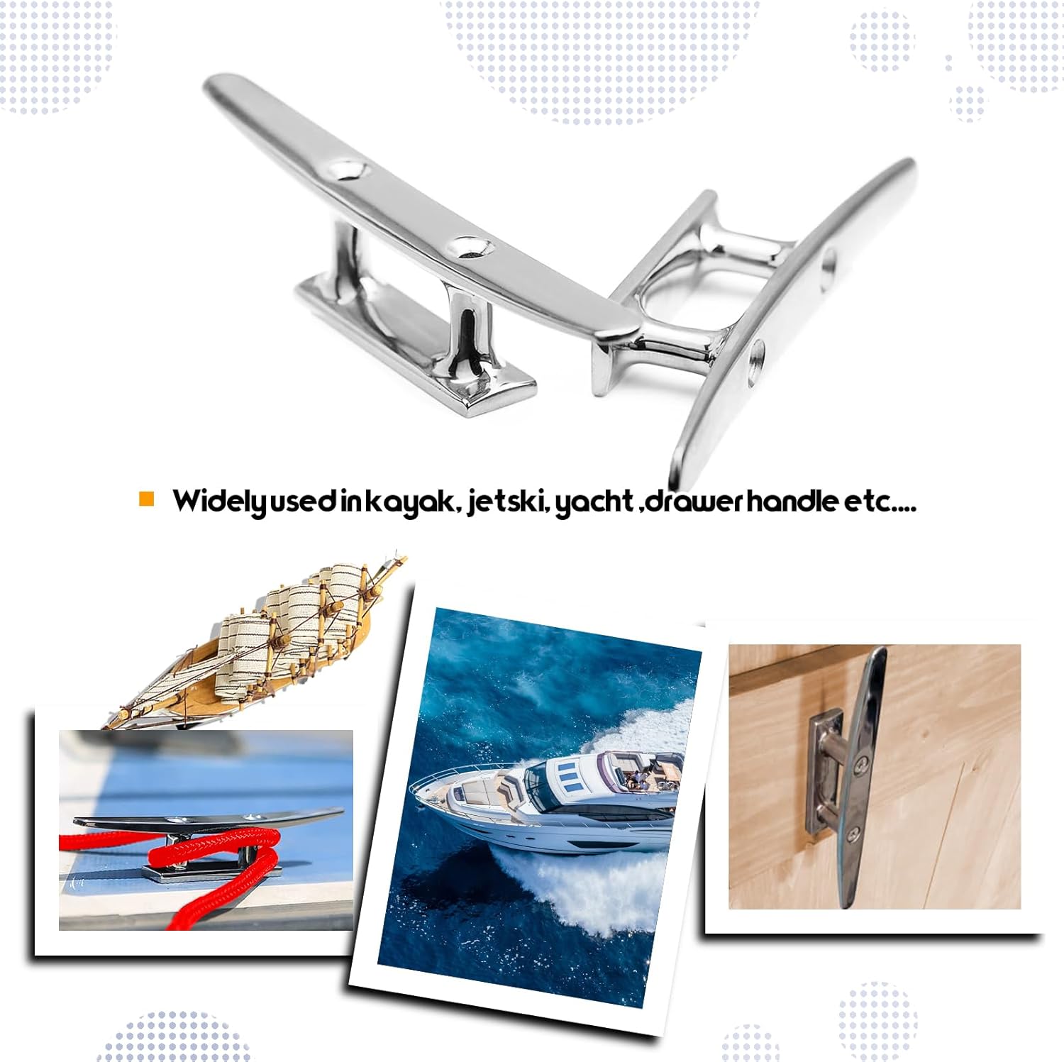 Atibin Kayak Deck Boat Cleat Marine Mooring Steel Dock Cleats Hardware Heavy Rope Boat Cleats Stainless SUS316