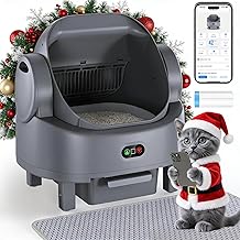 Self Cleaning Cat Litter Box, Open-Top Large Automatic Litter Box for Multiple Cats with Safety Sensors, Includes Liner Bags and Litter Mat Light Grey