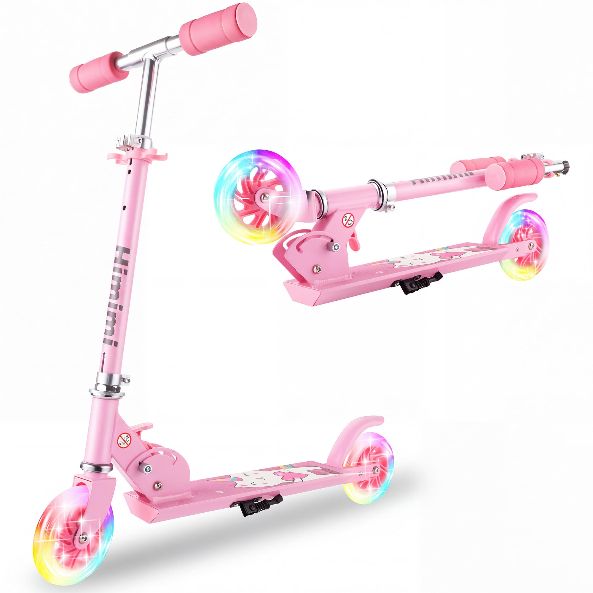 Monopattino per bambini 3-8, design pieghevole, barra a T in alluminio leggero a 3 livelli da 71,1 cm a 80,3 cm, ruote in poliuretano lisce e silenziose, sicuro da inclinare a sterzo, regalo di