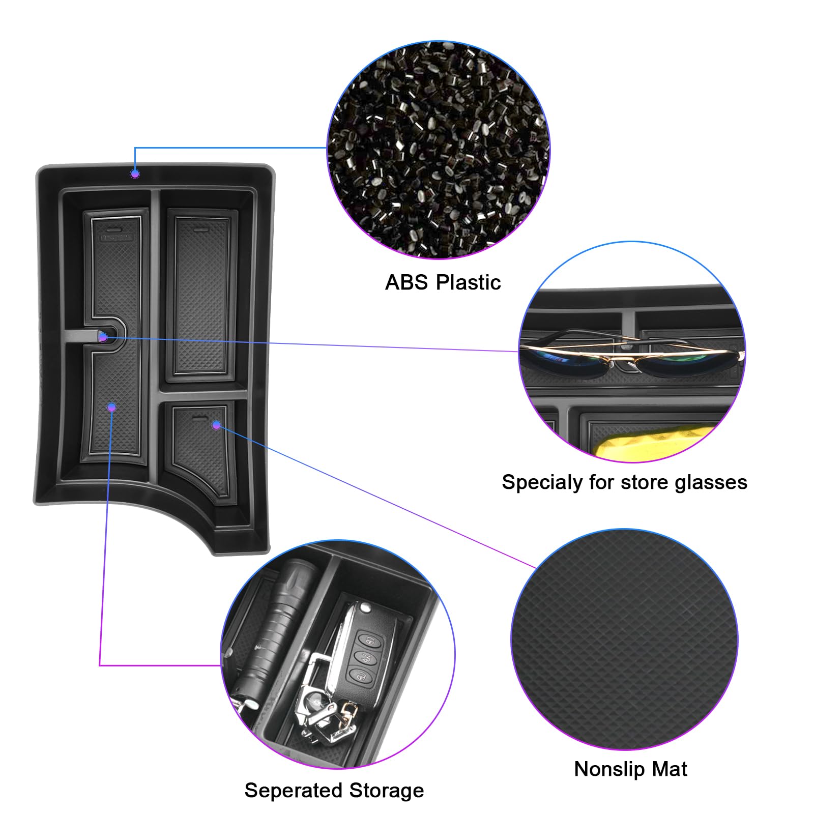 SXCY for 2024 2025 Hyundai Kona Center Console Organizer for 24 25 Hyundai Kona Accessories Armrest Storage for 2024 Kona Console Organizer [Only Fit 2024+ Kona Gas SE SEL with Manual Shift Handle]