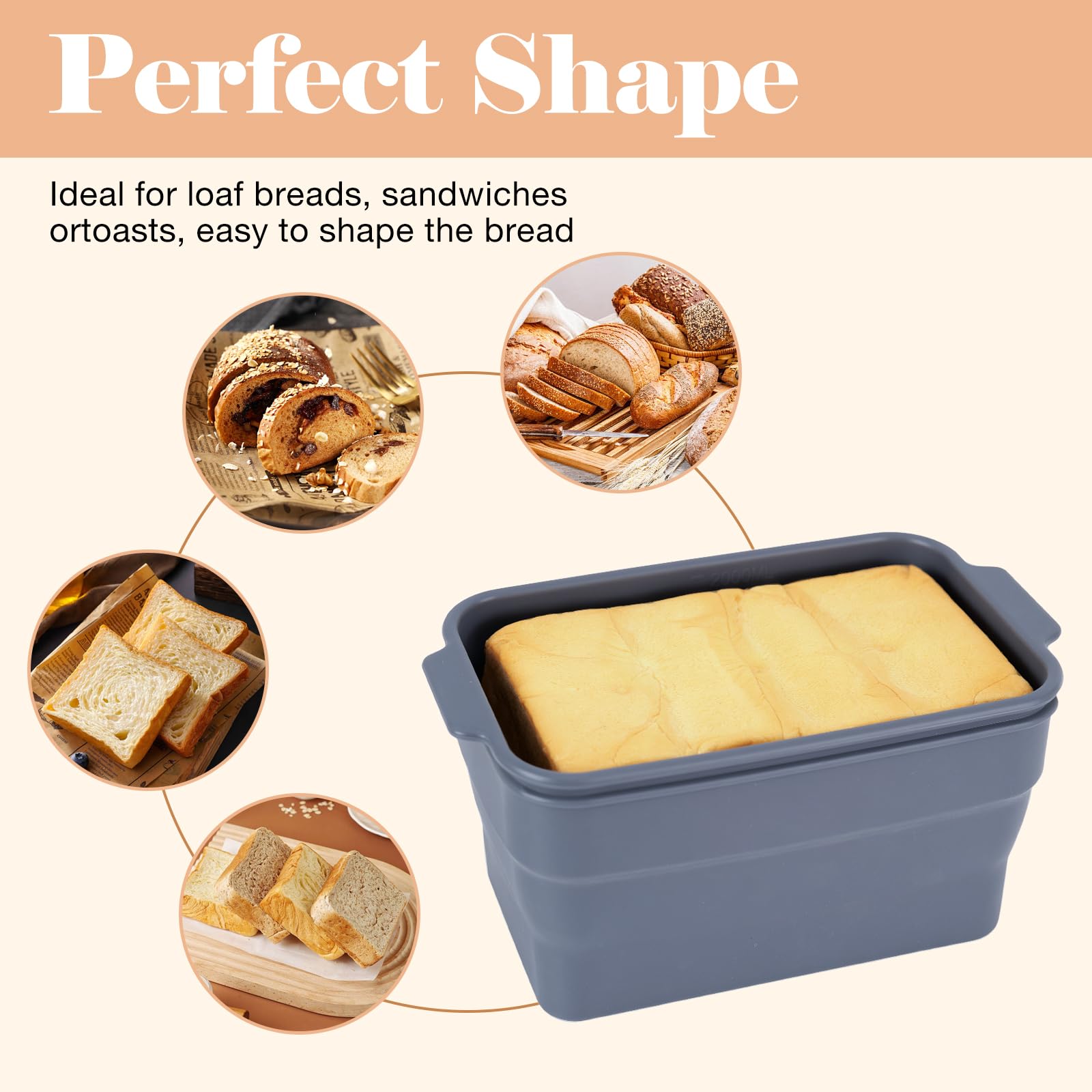 QESSUVNC 3-teilige Mini-Brotbackformen Aus Silikon - Rechteckige Kastenformen Lebensmittelqualität