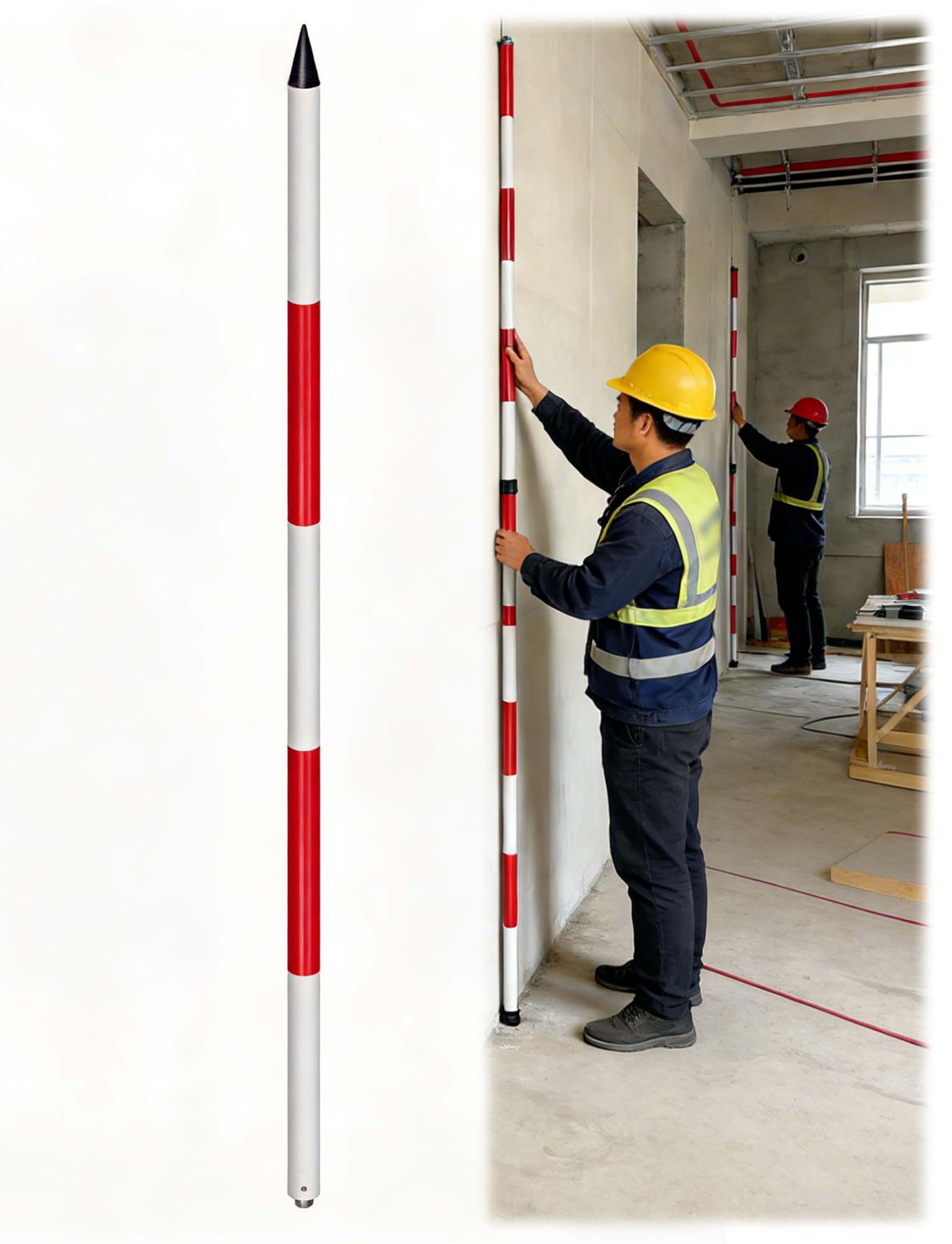 Varilla de centrado para marcado de terrenos sin flexión: poste de medición de aluminio modular