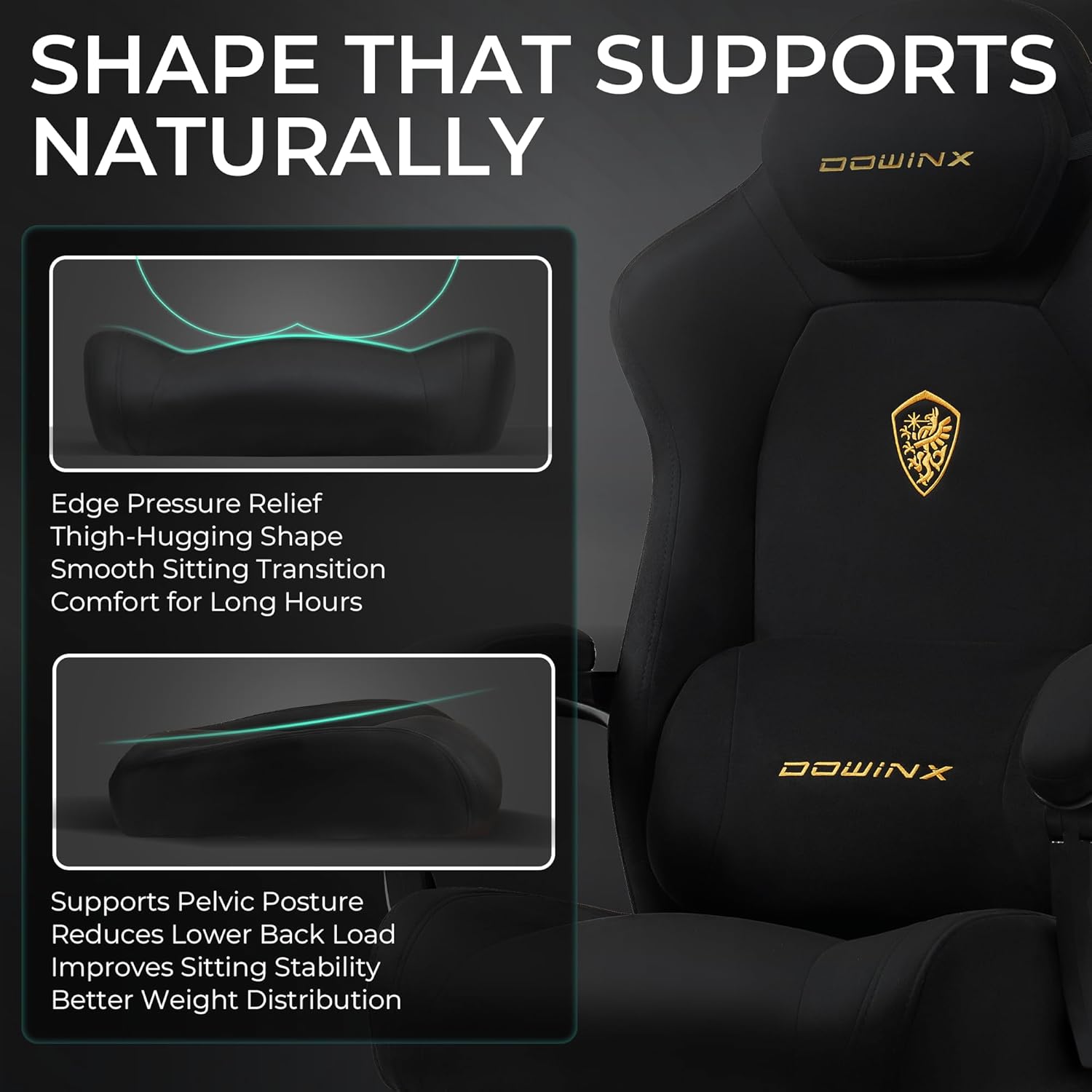 Dowinx Big and Tall Gaming Chair, Suede Fabric Game Chair with Pocket Spring Cushion, High Back Gamer Chair Ergonomic with Footrest for Adults Office, 440LBS, Black