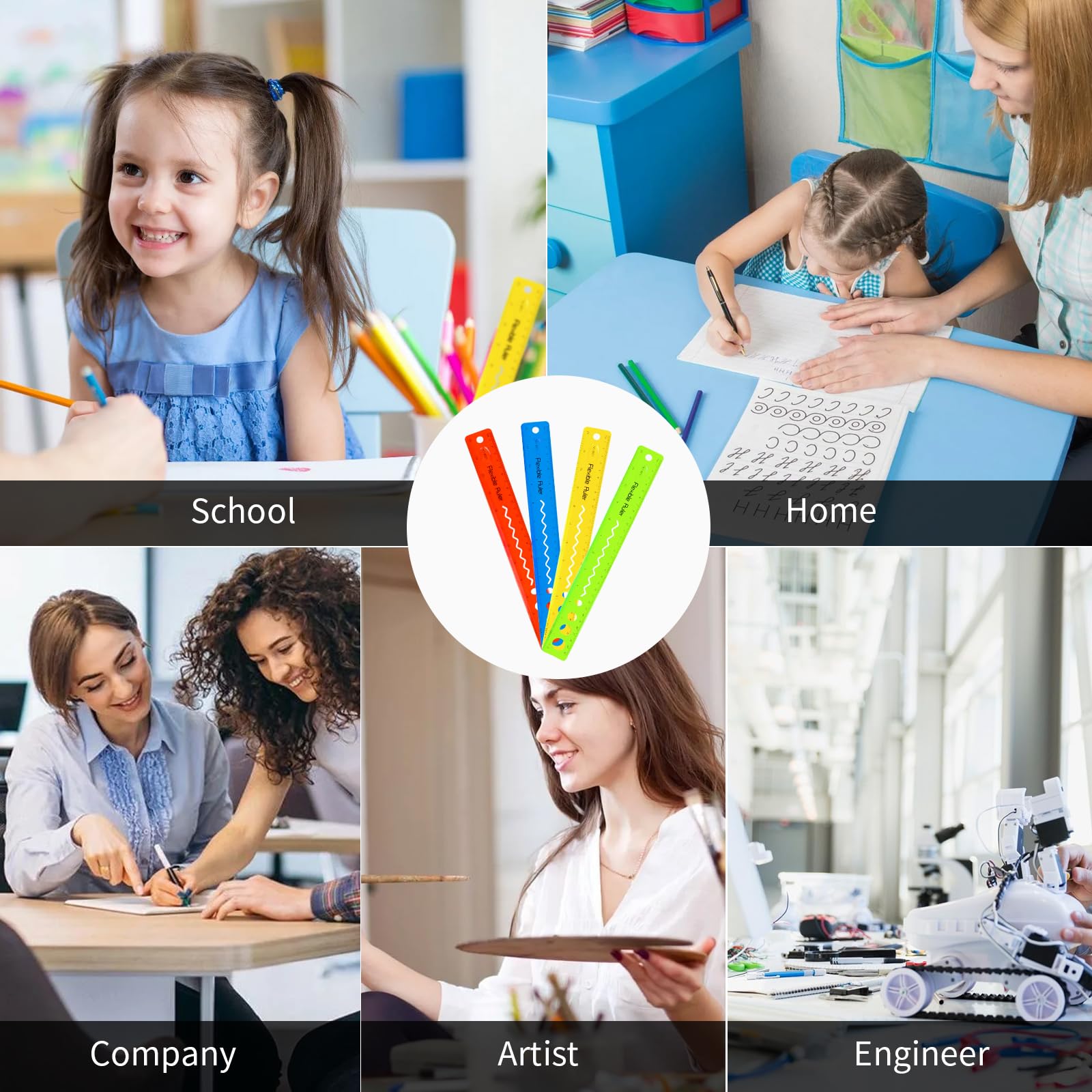 Grevosea 2 stuks 30 cm/12 inch linialen, onbreekbare flexibele liniaal plastic liniaal rechte rand liniaal kleurrijke buigbare liniaal voor kinderen en volwassenen studenten school klas thuiskantoor