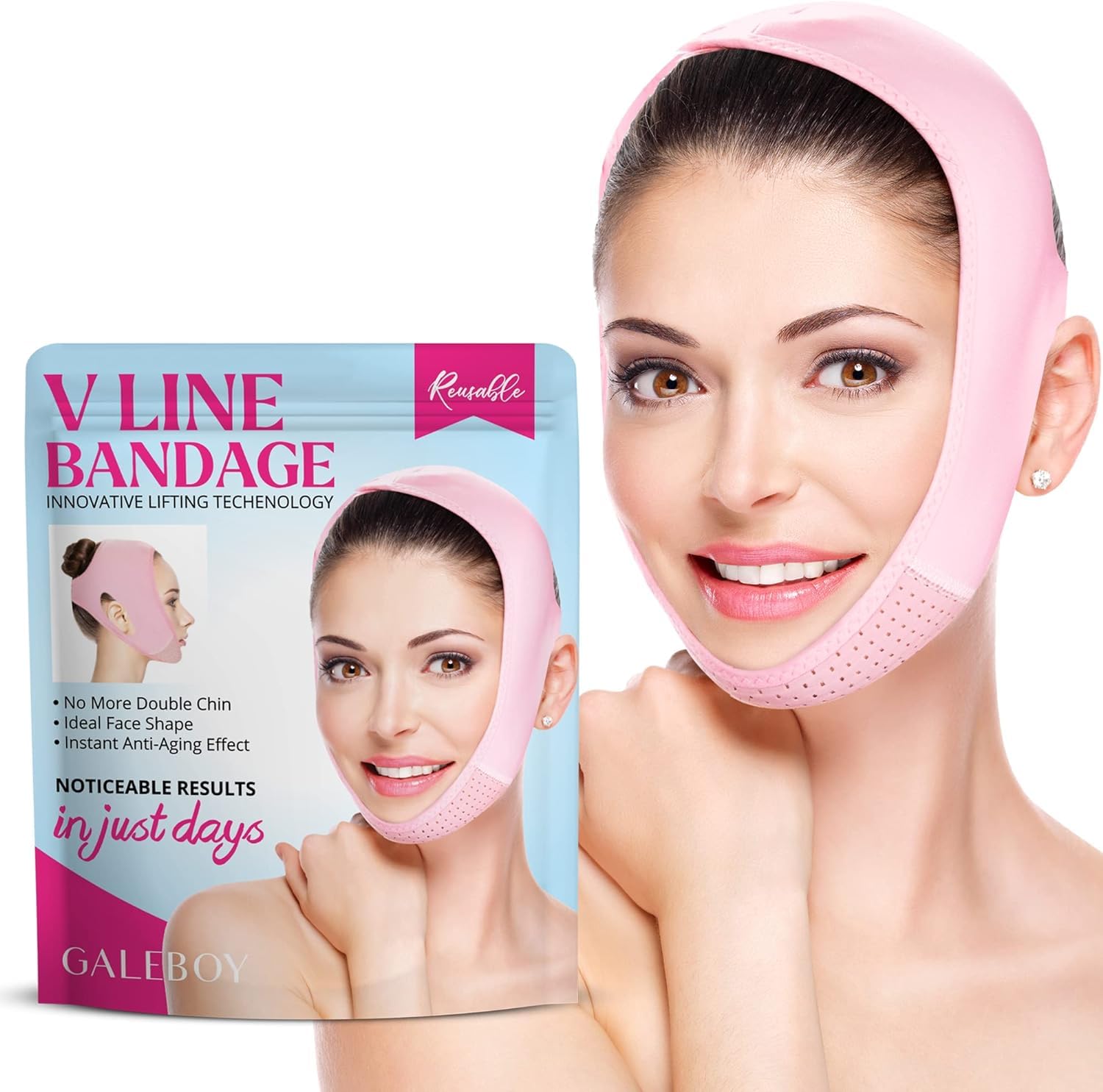 FUIN V line Lifting Mask Double Chin Reducer, Double Chin Eliminator, Double Chin Mask, Chin Strap, Chin Mask Lift, Chin Strap for Double Chin for Women & Men (66cm)