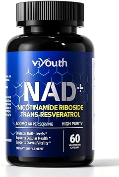 NAD+ Supplement with Nicotinamide Riboside 500mg & Trans-Resveratrol 100mg NR Supplement for Cellular Energy & Healthy Aging Support for Men & Women