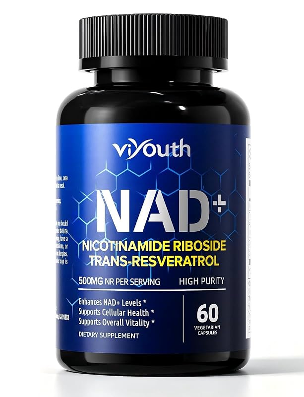VIYOUTH Suplemento antioxidante com ribosídeo de nicotinamida 500 mg e trans-resveratrol 100 mg, 60 cápsulas