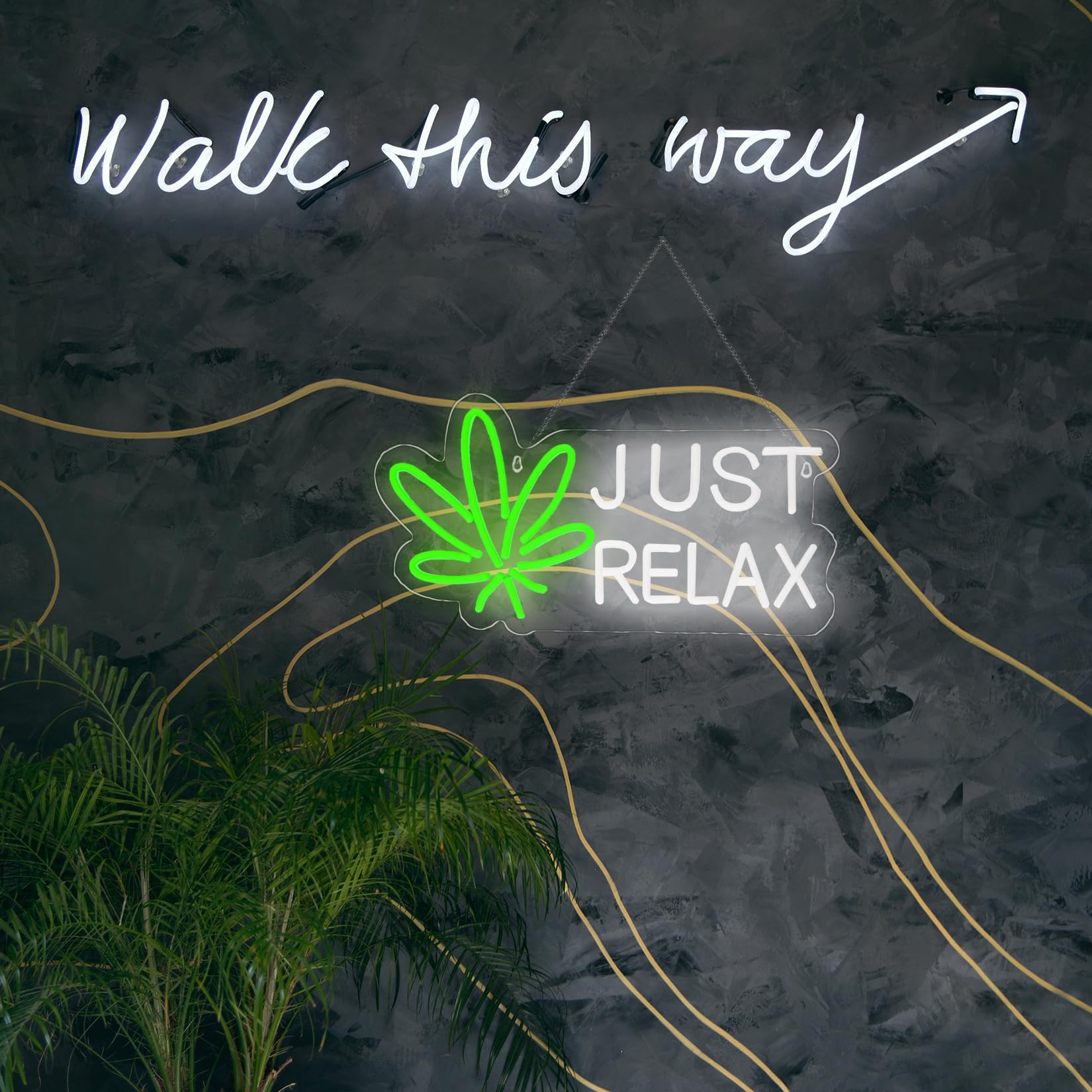 JUST RELAX neonowy znak LED, dekoracja ścienna, jaskinia człowieka, neonowe świecące znaki, sztuka ścienna do domu, pokoju, baru, sypialni, zasilany przez USB, 40 x 20 cm