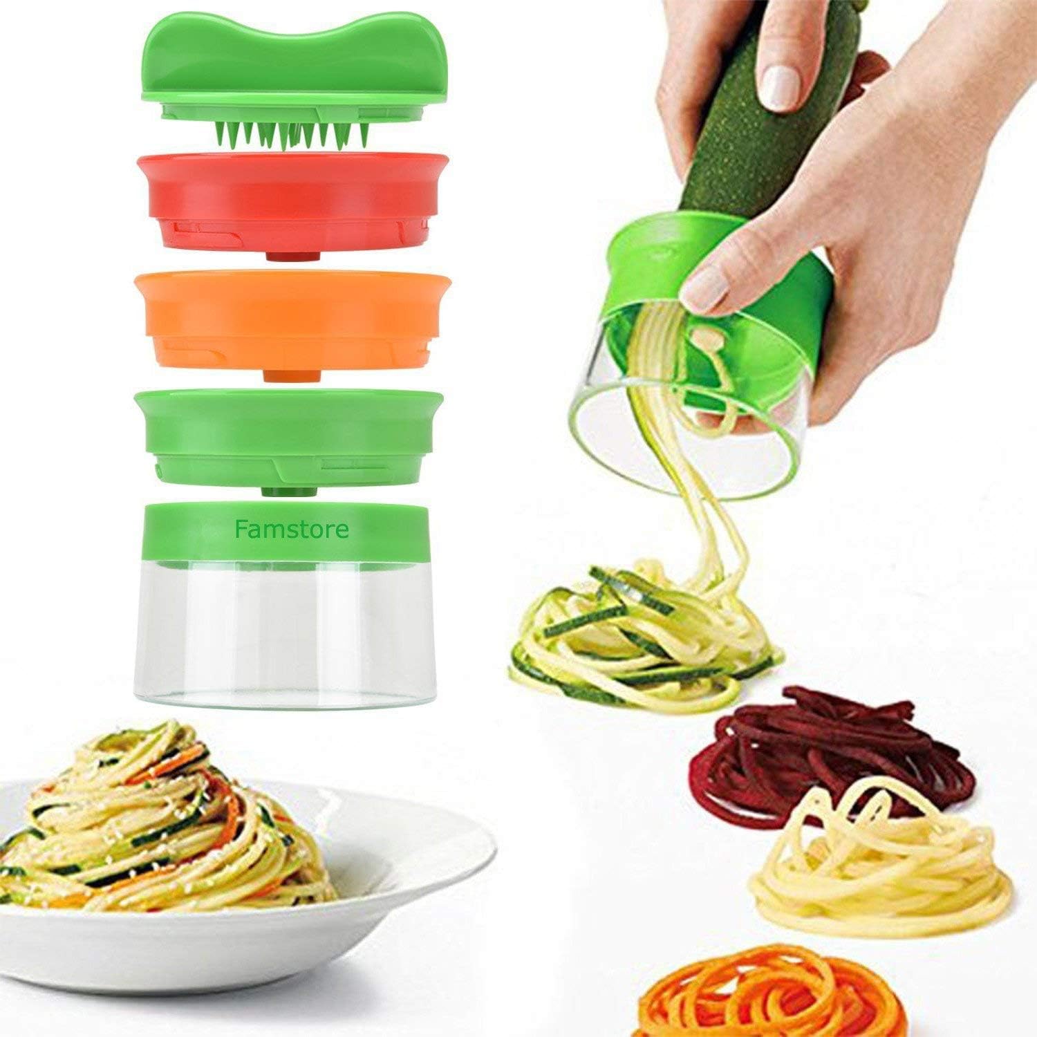Asparagus peeler, spiral cutters set for vegetable spaghetti, potato. Courgette asparagus peeler, cucumber slicer, cucumber peeler, carrot stir, carrot peeler, vegetable planer, 3-Klingen