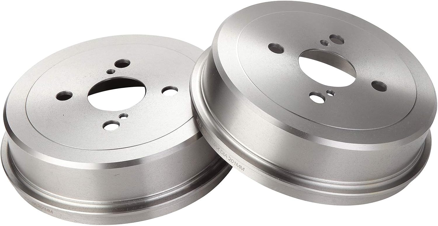 TRQ Rear Brake Drum Pair Set for 1994-2002 Toyota Corolla / 1993-1997 Geo Prizm / 1998-2002 Chevy Prizm