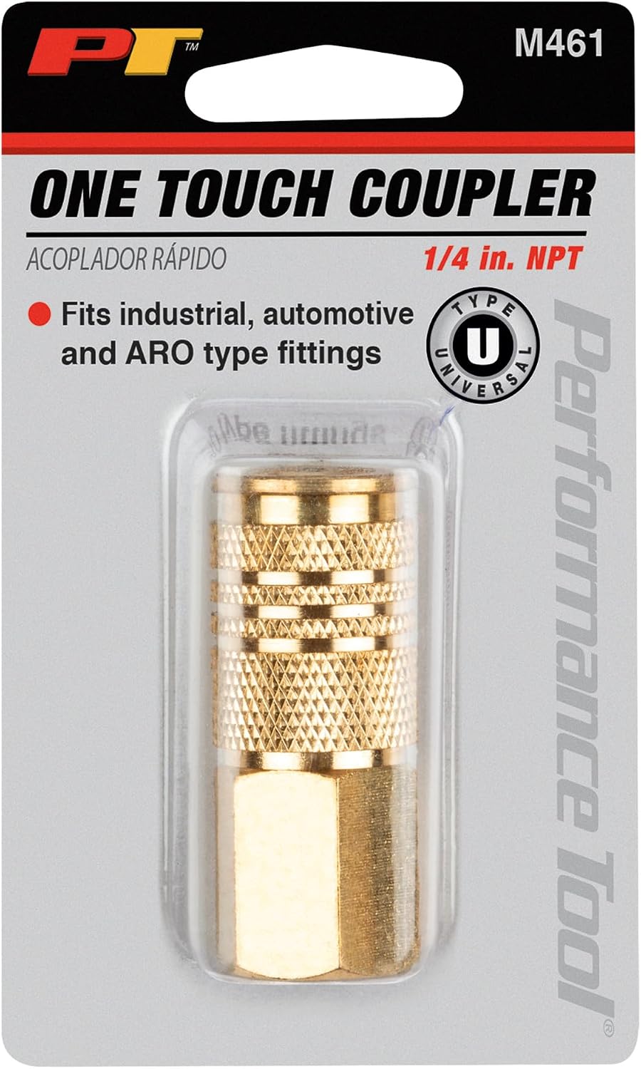 Performance Tool M461 One-Touch Brass Fitting for Industrial, Automotive, and ARO Applications - 1/4 Female NPT Compatible with Milton, Truflate