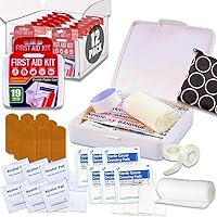 Vista 1 de Mini First Aid Kit Bulk Set - Travel Size Bundle with 12 Small First Aid Kits in Durable Case for Car, Purse, Travel, Backpack, Camping Plus Pouch