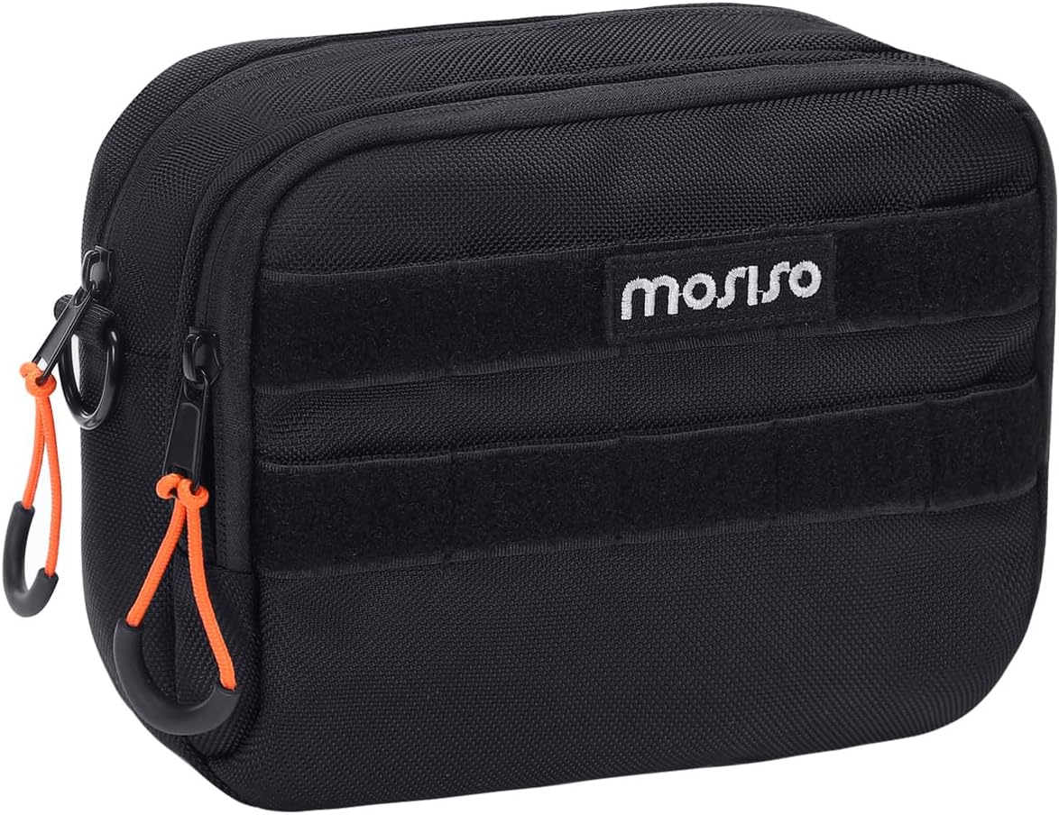 MOSISO Motorcycle Handlebar Bag, Universal Motorcycle Bag for Motorcycle Front Fork, Portable Motorcycle Tool Bag Motorbike Storage Accessory Pouch with Shoulder Strap, Black