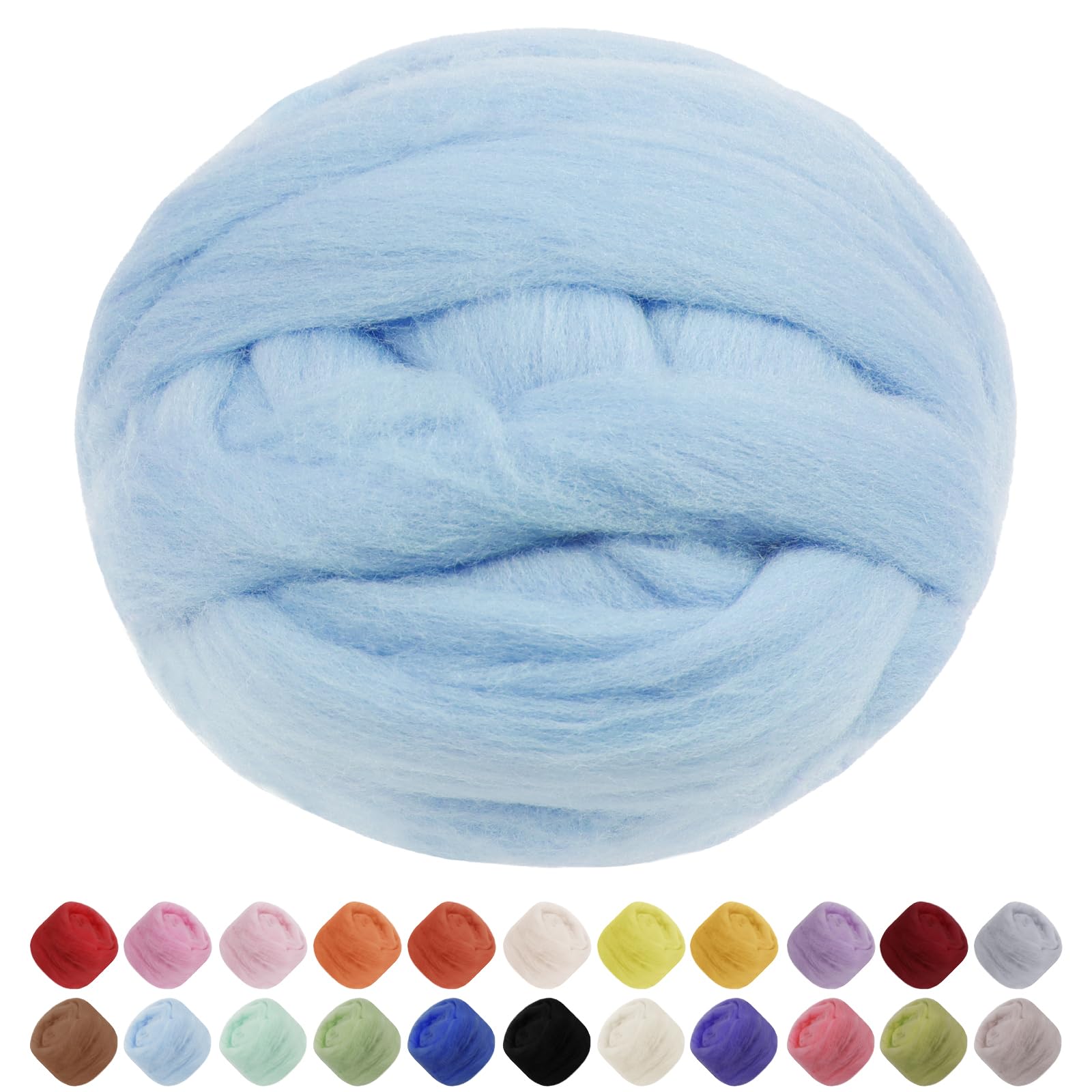 Uiopa Needle Felting Wool, 100g Felting Wool Soft Wool Roving Yarn, Sky Blue Wool Roving for Needle Felting, Wet Felting, Felting Projects, DIY Crafts โ image 1