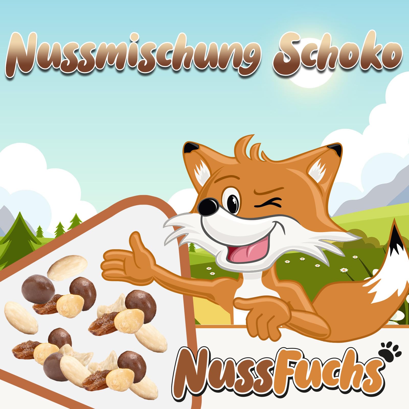 Nussmischung Schoko 3,5kg - Nuss Mix - 5 Sorten - mit Schoko-Erdnüssen - Rosinen - Cashew Natur - Erdnüsse geröstet-Mandeln blanchiert-knackige Nusskernmischung-Studentenfutter- (3,5kg Eimer)