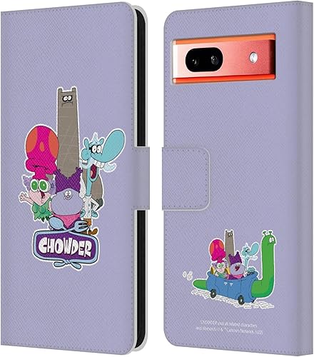 Head Case Designs Officially Licensed Chowder Animated Series Character Art Graphics Leather Book Wallet Case Cover Compatible with Google Pixel 7a