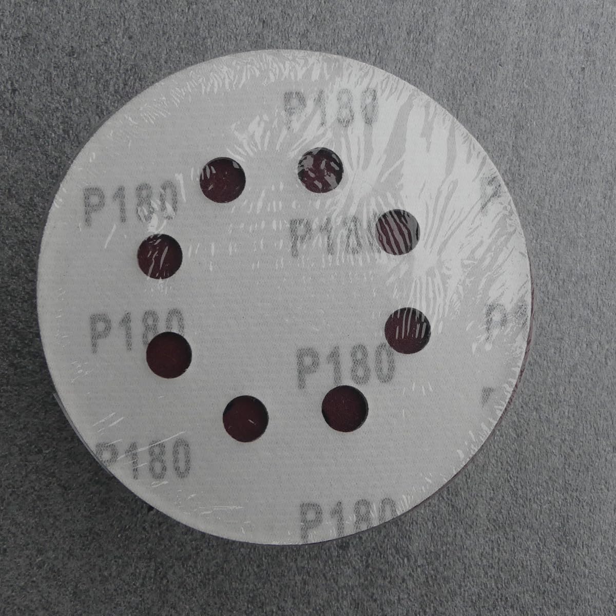 50 discos abrasivos de 125 mm de diámetro, con 8 agujeros, grano P180, lijadora excéntrica de cuello largo, lijadora de perforación