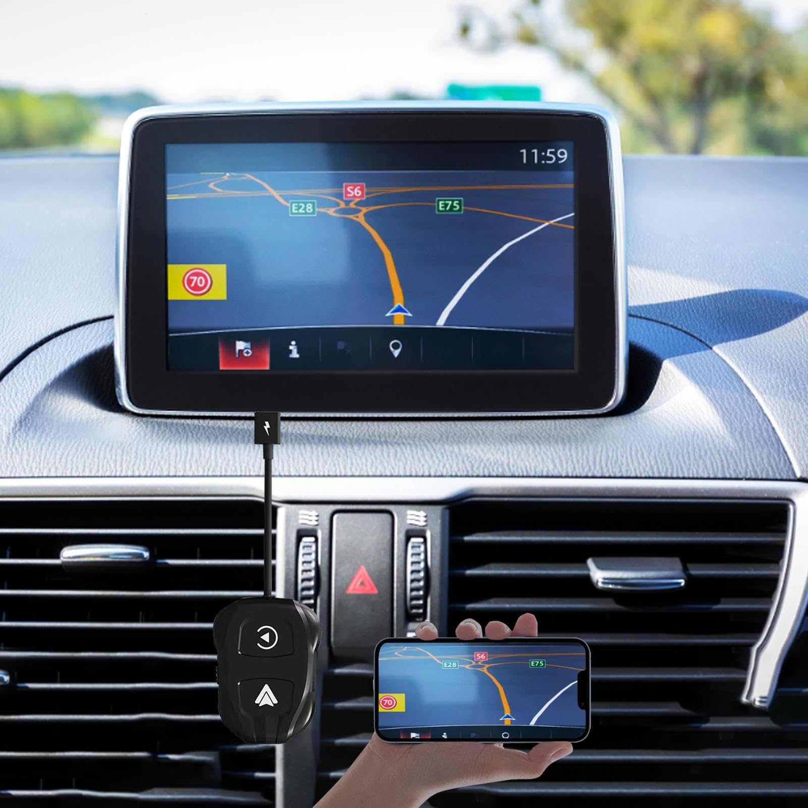 Transmisor inalámbrico de coche - Convierte cables en coche inalámbrico - Adaptador de coche Plug and Play - Control inalámbrico portátil para diferentes modelos