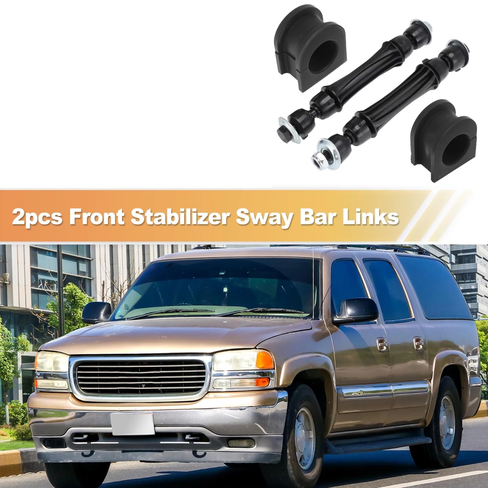 Bieletas de Barra estabilizadora Delantera 1 par Kit de bujes de bieletas de Barra estabilizadora Delantera K80949 K200222 Compatible con Chevrolet Avalanche 2007 2008 2009 2010 2011 2012 2013