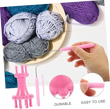 GARIOUANS Plastic Knitting Spool Loom Rope Knitter Tool with Needle and Crochet Hook, Easy-to-use Yarn Wool Knitter for DIY Knitting Bracelets and Home Crafts