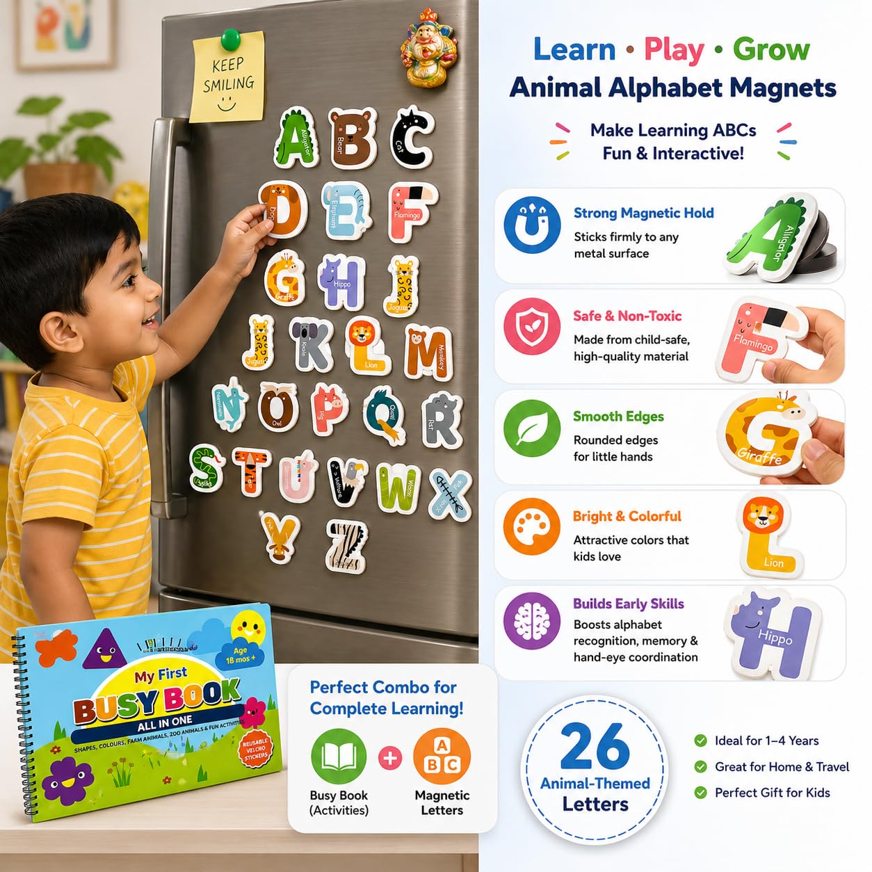 KIDSTER Learning Toy for Kids (18 Months–5 Years) | Montessori Activity Toy (Busy Book + Alphabet) 1