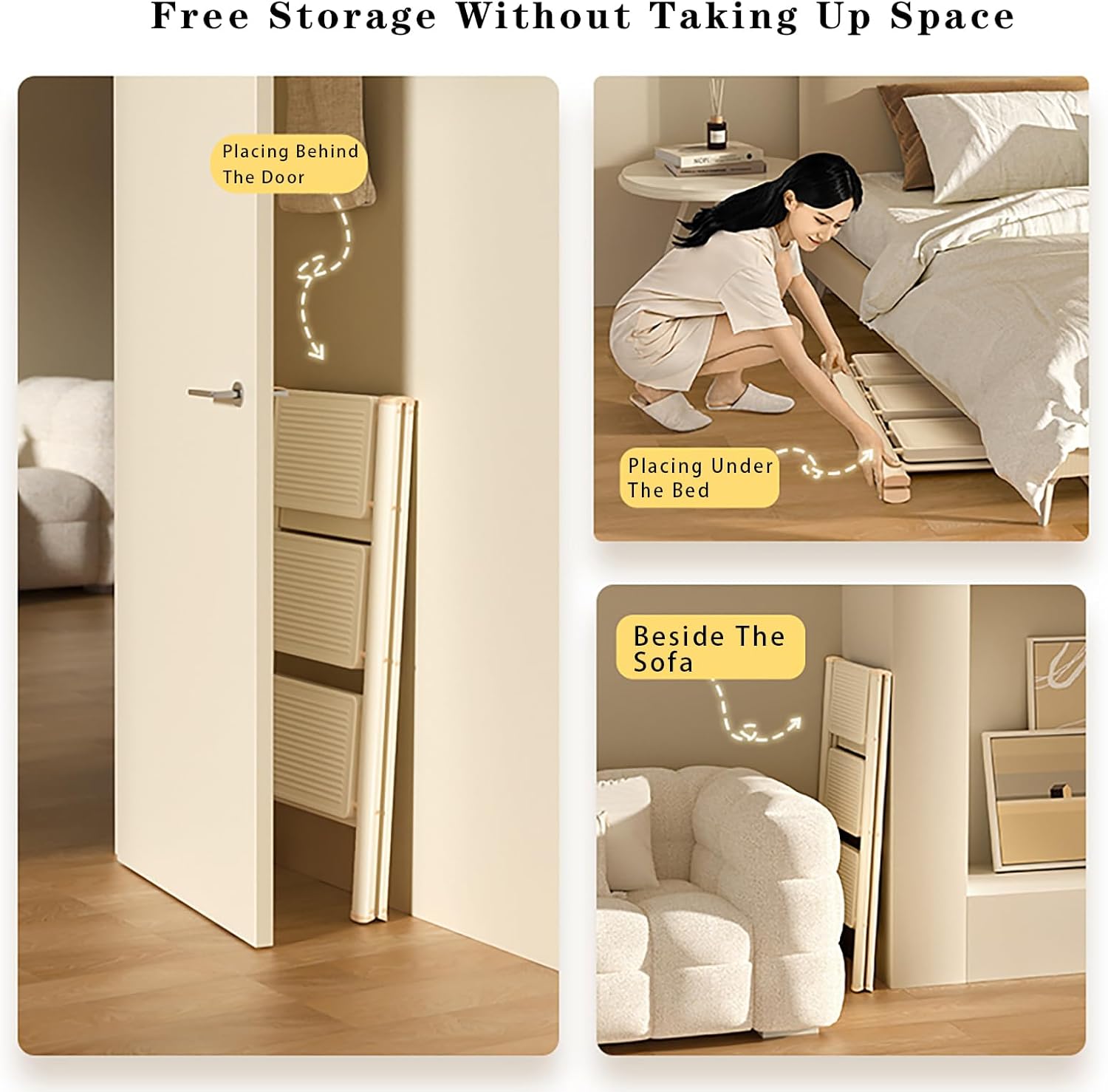 3 Step Ladder, Folding Stool With 20CM Widened Pedal, Lightweight Carbon Steel for Adults, 3 Tiers With 330lbs Load Capacity for Home, Bedroom, Balcony, Living Room, Kitchen