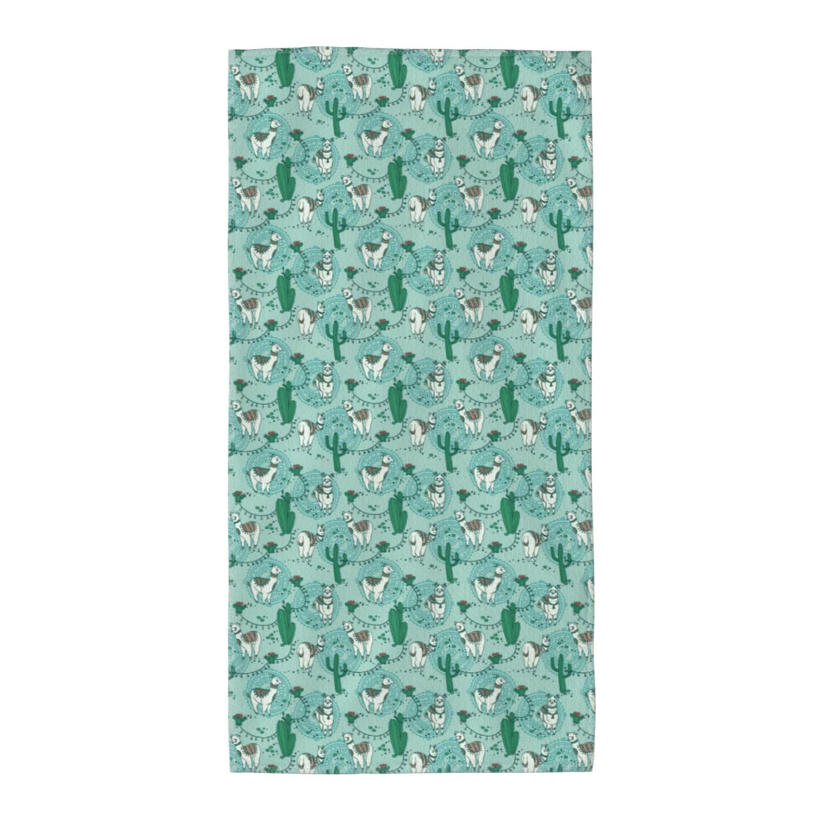 SDEGTHO Llama Alpaca Green Fashion Printed Bath Towel High Water Absorption For Hiking Trip