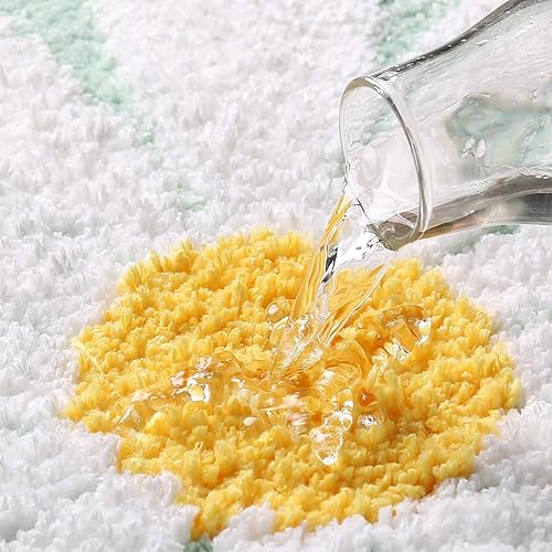 Miniatura 5 de Bonita alfombra de baño, alfombra antideslizante de absorción de agua, suave, lavable a máquina, para dormitorio, cocina, baño, inodoro, 25.6 x 25.6